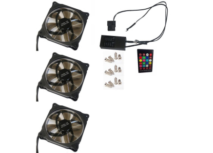 EUROCASE ventilátor RGB 120mm (Ring type), set 3ks + controller