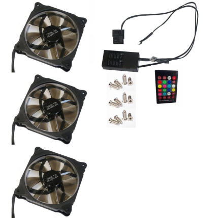 EUROCASE ventilátor RGB 120mm (Ring type), set 3ks + controller