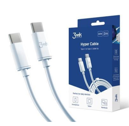 3mk datový kabel - Hyper Cable C to C 2m 100W, bílá