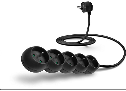 CONNECT IT prodlužovací kabel 230 V, 5 zásuvek, 2 m, bez vypínače (černý)