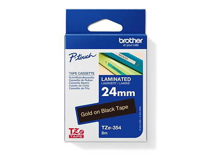 BROTHER TZE354 - kazeta TZ šířky 24mm, laminovaná TZE-354, černá / zlaté písmo - gold