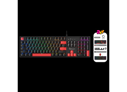 A4tech Bloody Klávesnice  S510R, herní klávesnice, mechanická, drátová, Red Switch, CZ/SK, Černá