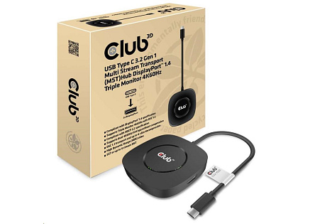 Club3D Video hub MST (Multi Stream Transport) USB-C 3.2 Gen1 na 3x DisplayPort 1.4 4K60Hz Club3D Video hub MST (Multi Stream Transport) USB-C 3.2 Gen1 na 3x DisplayPort 1.4 4K60Hz