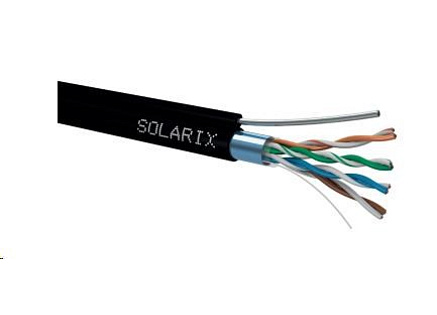 Instalační kabel Solarix venkovní FTP, Cat5E, drát, PE, samonosný, cívka 305m SXKD-5E-FTP-PE-SAM
