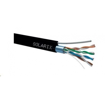 Instalační kabel Solarix venkovní FTP, Cat5E, drát, PE, samonosný, cívka 305m SXKD-5E-FTP-PE-SAM