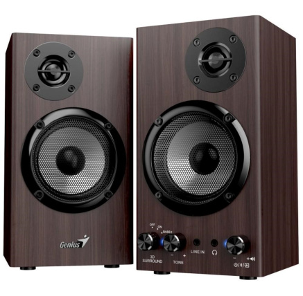 GENIUS Reproduktor SP-HF520BT, BT, 3.5mm jack, 20W, tmavé dřevo