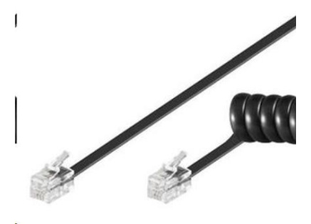 PremiumCord Kabel telefonní sluchátkový kroucený 4 žíly 4m - černý PremiumCord Kabel telefonní sluchátkový kroucený 4 žíly 4m - černý
