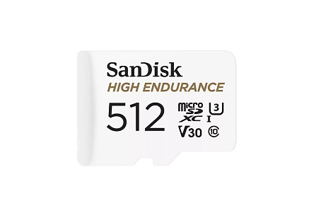 SanDisk MicroSDXC karta 512GB High Endurance (R:100/W:40 MB/s, C10, U3, V30) + adaptér