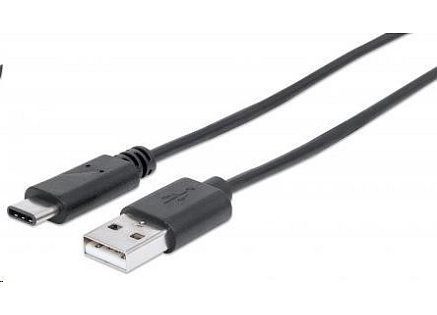 MANHATTAN Kabel USB 2.0 C, C Male / A Male, 1m, černý
