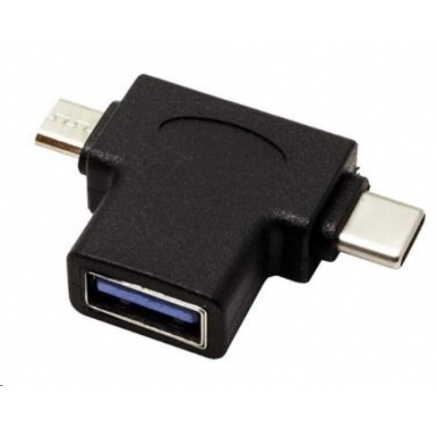 Adaptér USB3.0 female na dva konektory USB 3.1 C/male + micro USB B/male Adaptér USB3.0 female na dva konektory USB 3.1 C/male + micro USB B/male