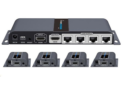 PREMIUMCORD HDMI 1-4 splitter+extender po CAT6/6a/7, FULL HD, 3D