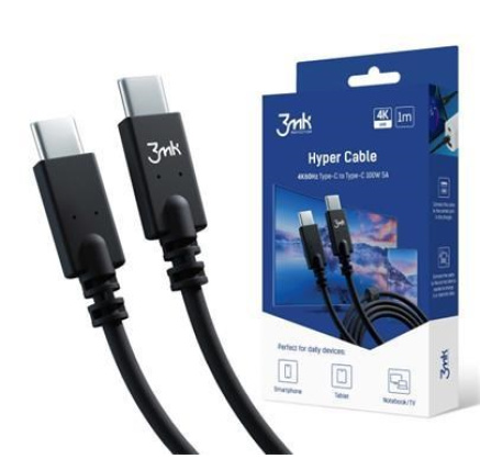 3mk datový kabel - Hyper Cable 4k60Hz 1m 100W C to C, černá