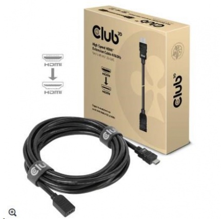 Club3D Kabel prodlužovací Rychlý HDMI 4K60HZ (M/F), 5m, černá, 26 AWG Club3D Kabel prodlužovací Rychlý HDMI 4K60HZ (M/F), 5m, černá, 26 AWG