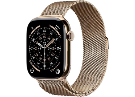 Apple Watch Series 11 GPS + Cellular 46mm Gold Titanium Case with Gold Milanese Loop - M/L Apple Watch Series 11 GPS + Cellular 46mm Gold Titanium Case with Gold Milanese Loop - M/L