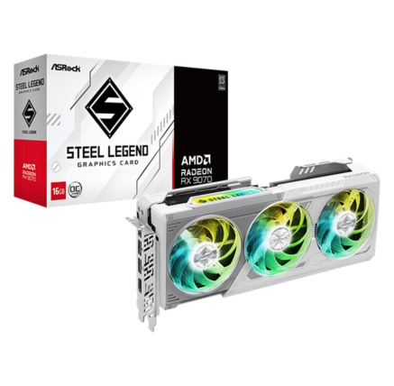 ASRock VGA AMD Radeon RX 9070 Steel Legend 16GB OC, RX 9070, 16GB GDDR6, 3xDP, 1xHDMI