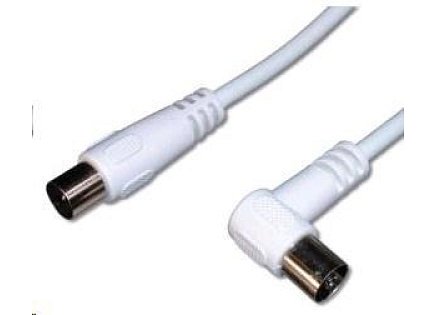 PREMIUMCORD TV kabel anténní propojovací 2m, konektor 90° (koaxiální, M/F, 75 Ohm)