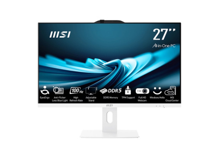MSI PC AiO PRO AP272P 14M-606XEU, i5-14400, 27" FHD, Anti-Glare, Non-touch, 8GB, 512GB SSD, N/A, No OS, White