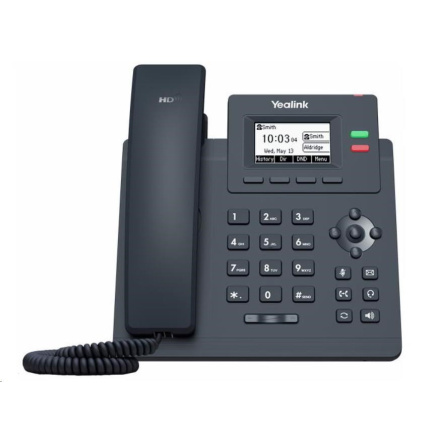 Yealink SIP-T31W WiFi telefon, s napájecím adaptérem, 2,3" 132x64 grafický, 2x RJ45 10/100, 2x SIP