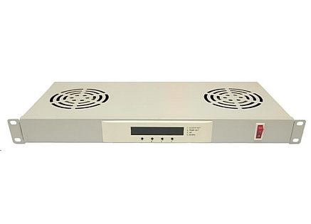 LEXI-Net 19" ventilační jednotka 1U, 2 ventilátory, LCD, digitální termostat, hloubka 200mm, šedá