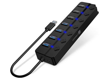 CONNECT IT USB Hub Mighty Switch 2, 4xUSB 3.0, 3xUSB 2.0, externí, černá CONNECT IT USB Hub Mighty Switch 2, 4xUSB 3.0, 3xUSB 2.0, externí, černá