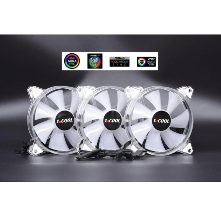 1stCOOL KIT AURA EVO CRYSTAL ARGB 3x Crystal White ventilátor + ARGB Nano řadič