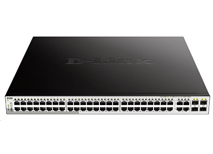 D-Link DGS-1210-52MP 52-Port Gigabit Smart+ PoE Switch, 48x GbE PoE+, 4x RJ45/SFP, PoE 370W