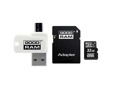 GOODRAM microSDHC karta 32GB M1A4 All-in-one (R:100/W:10 MB/s), UHS-I Class 10, U1 + Adapter + OTG card reader/čtečka GOODRAM microSDHC karta 32GB M1A4 All-in-one (R:100/W:10 MB/s), UHS-I Class 10, U1 + Adapter + OTG card reader/čtečka