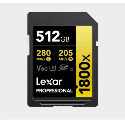 Lexar SDXC Pro 1800x U3 UHS-II R280/W210 (V60) 512GB