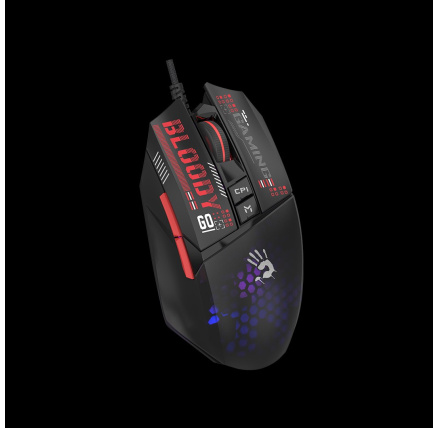 A4tech BLOODY W60 Max Mini, podsvícená herní myš, 12000 DPI, černá, USB