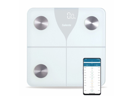 Salente SlimFit, osobní diagnostická fitness váha, Bluetooth, bílá