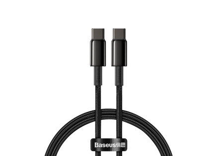 Baseus Tungsten Gold rychlonabíjecí / datový kabel USB-C na USB-C 100W 1m, černá Baseus Tungsten Gold rychlonabíjecí / datový kabel USB-C na USB-C 100W 1m, černá