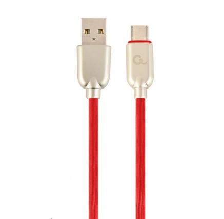 GEMBIRD Kabel USB 2.0 AM na Type-C kabel (AM/CM), 1m, pogumovaný, červený, blister, PREMIUM QUALITY