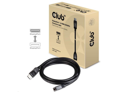 Club3D Kabel prodlužovací DisplayPort 1.4 HBR3 8K60Hz (M/F), 2m, 28 AWG