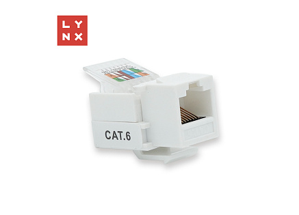 LYNX keystone UTP Cat6, samozařezávací, 90stp., bílý LYNX keystone UTP Cat6, samozařezávací, 90stp., bílý