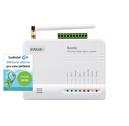 EVOLVEO Sonix - bezdrátový GSM alarm (4 ks dálk. ovl.,PIR čidlo pohybu,čidlo na dveře/okno,externí repro,Android/iPhone EVOLVEO Sonix - bezdrátový GSM alarm (4 ks dálk. ovl.,PIR čidlo pohybu,čidlo na dveře/okno,externí repro,Android/iPhone