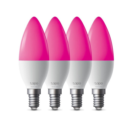 TP-Link Tapo L430C(4-pack) chytrá WiFi stmívatelná LED žárovka (barevná,2500K-6500K,470lm,2,4GHz,E14)
