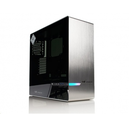 IN WIN skříň 905, Mid Tower, průhledný bok, bez zdroje, titanium grey, oled, 3x Sirius fan