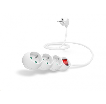 CONNECT IT prodlužovací kabel 230 V, 3 zásuvky, 1,5 m, s vypínačem (bílý) CONNECT IT prodlužovací kabel 230 V, 3 zásuvky, 1,5 m, s vypínačem (bílý)