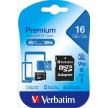 VERBATIM MicroSDHC karta 16GB Premium, U1 + SD adaptér