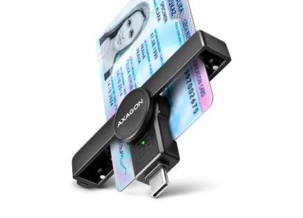 AXAGON CRE-SMPC, USB-C PocketReader čtečka kontaktních karet Smart card (eObčanka)