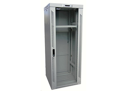 LEXI-Net 19" stojanový rozvaděč 45U 800x800 rozebiratelný, ventilace, termostat, kolečka, 600kg, sklo, rozložený, šedý