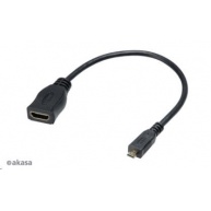 AKASA kabel  redukce HDMI micro na HDMI female, full HD, 25cm