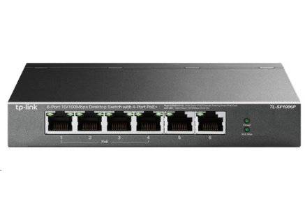 TP-Link switch TL-SF1006P (6x100Mb/s, 4xPoE+, 67W, fanless)