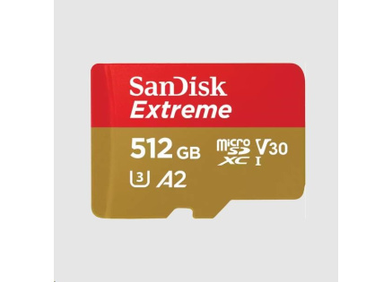 SanDisk micro SDXC karta 512GB Extreme (190 MB/s Class 10, UHS-I U3 V30) + adaptér