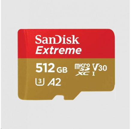 SanDisk micro SDXC karta 512GB Extreme (190 MB/s Class 10, UHS-I U3 V30) + adaptér