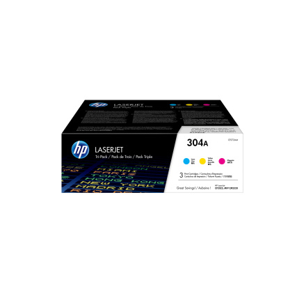 HP 304A CMY 3-pack LJ Toner Cart, CF372AM (2,800 / 2,800 / 2,800 pages) HP 304A CMY 3-pack LJ Toner Cart, CF372AM (2,800 / 2,800 / 2,800 pages)