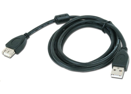 GEMBIRD Kabel USB 2.0 A-A prodlužovací 3m Premium (černý, ferit, zlacené kontakty)