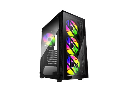 Fortron skříň Midi Tower CMT192, průhledná bočnice, ATX, 4x RGB větrák, černá