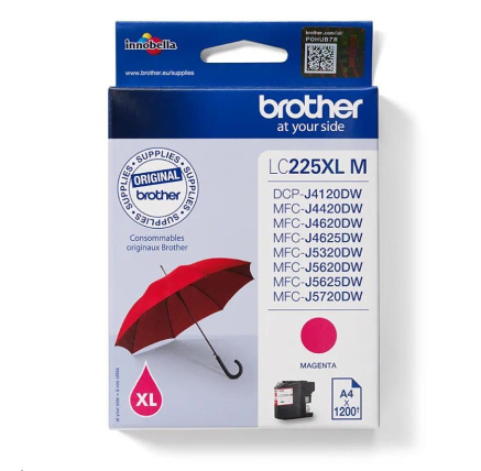 BROTHER INK LC-225XLM purpurový inkoust (až 1200 stran A4 dle ISO 24711)