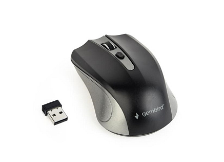 GEMBIRD myš MUSW-4B-04-GB, šedo-černá, bezdrátová, USB nano receiver